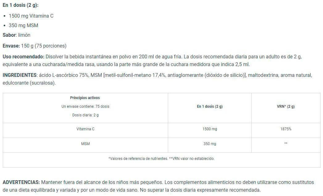 Vitamine C - MSM+Vitamin C - Citron 150g 4/5
