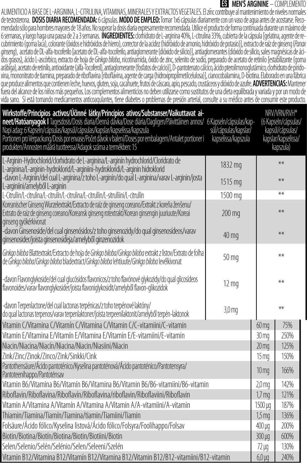 Mens Arginine - 90 Tabletas Biotech USA 2/3