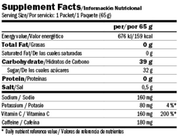 Rock's Energy Gel XXL con Cafeína - 65g Naranja Amix Nutrition 2/3