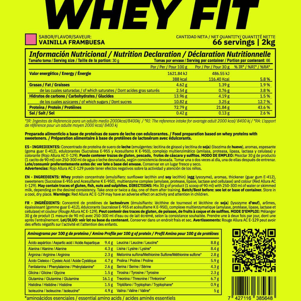 Whey fit - 2kg Framboise Vanille de MASmusculo 3/4