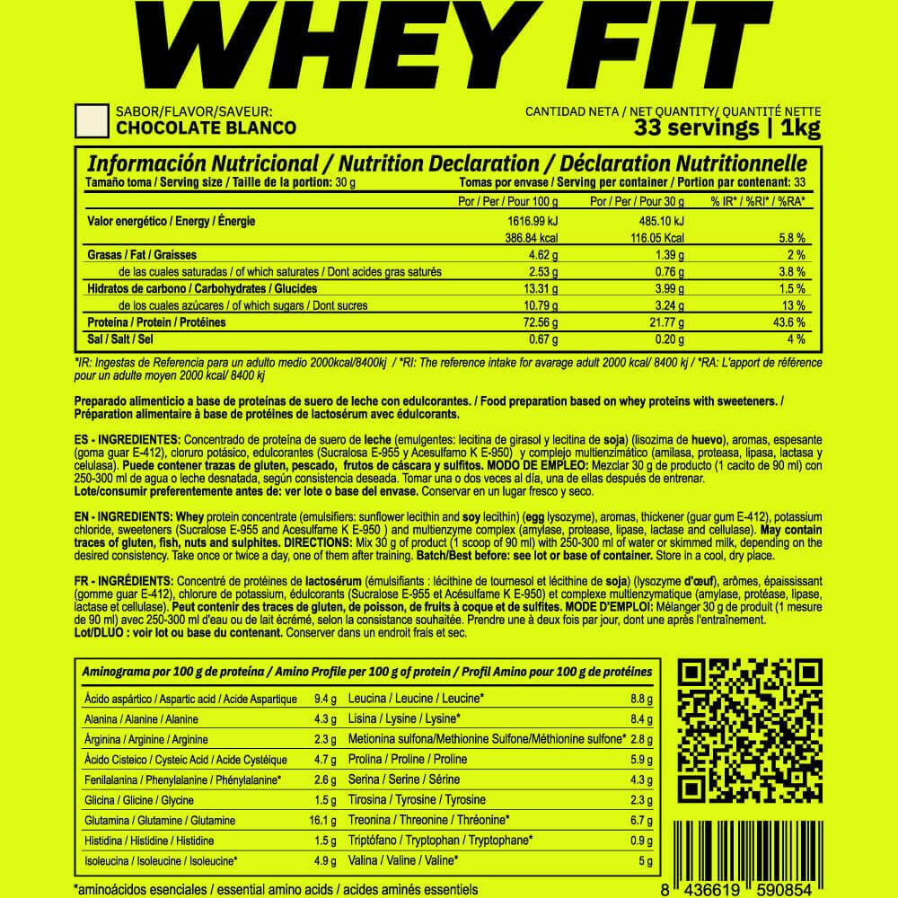Whey fit - 1kg Chocolat Blanc de MASmusculo 4/5