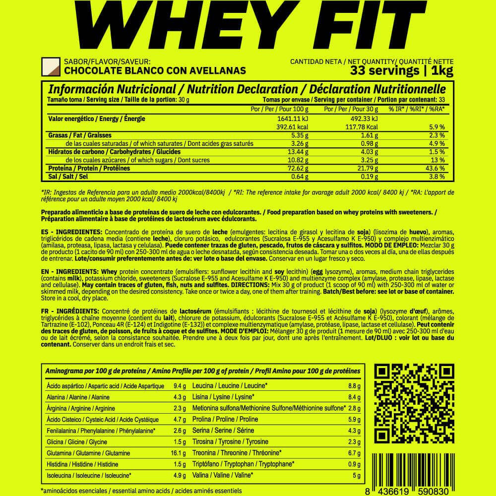 Whey FIT - 1 kg witte chocolade met hazelnoten Masmusculo 4/5