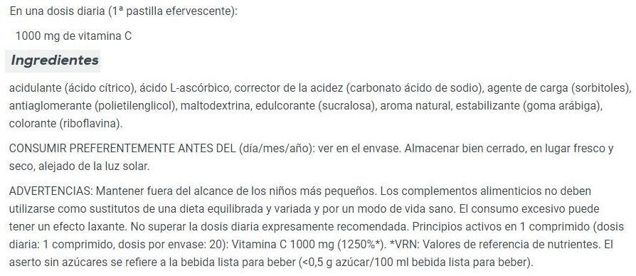 BiotechUSA Vitamin C Effervescent - Vitamina C 1 tubo x 20 tabs 4/5