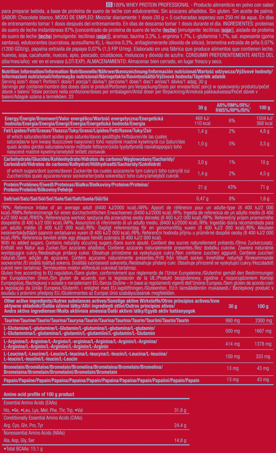Whey concentrée - 100% Whey Protein Professional - Chocolat Blanc 5/6