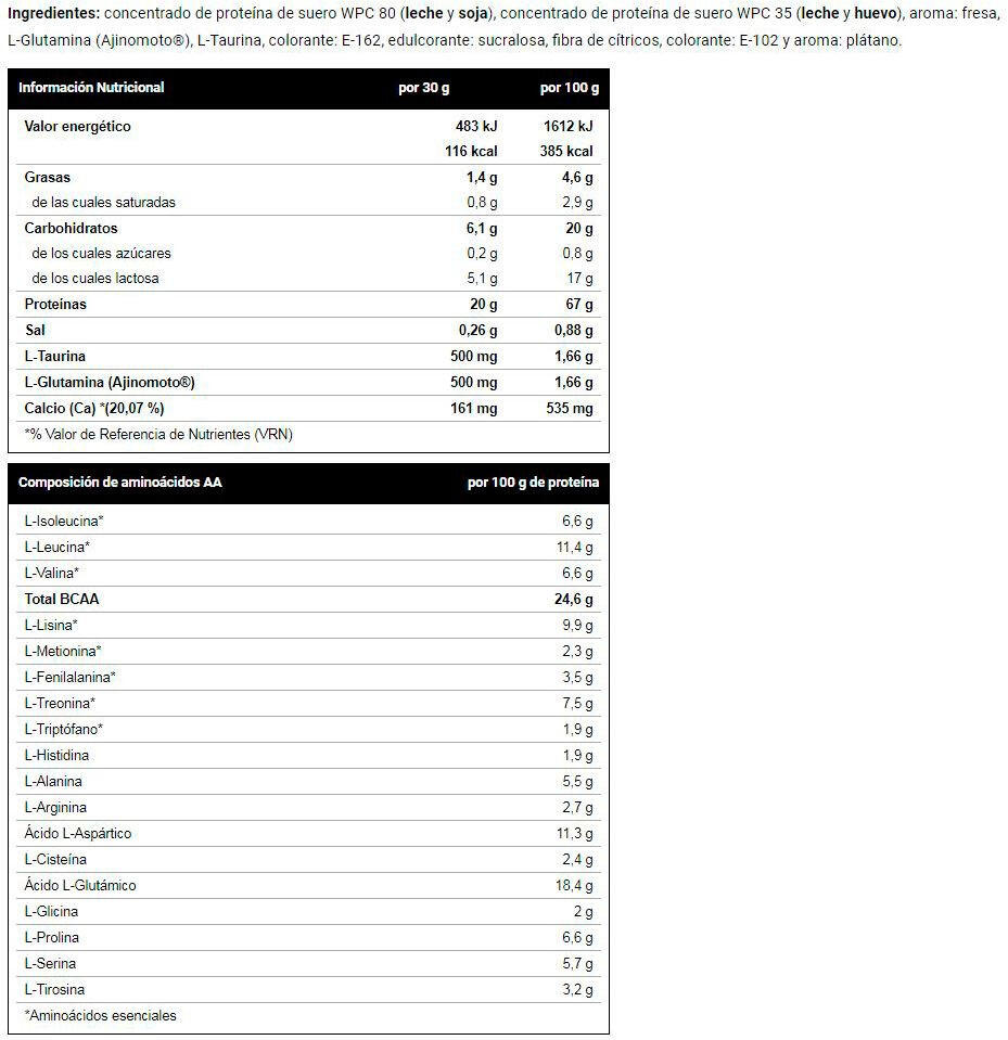 Whey Amino Complex 2 Kg Fresa - Plátano 3/4