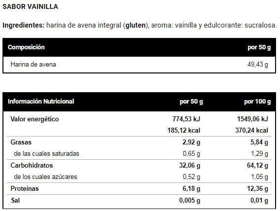 Harina de avena 1 Kg Sabores Vitobest Vainilla 3/4