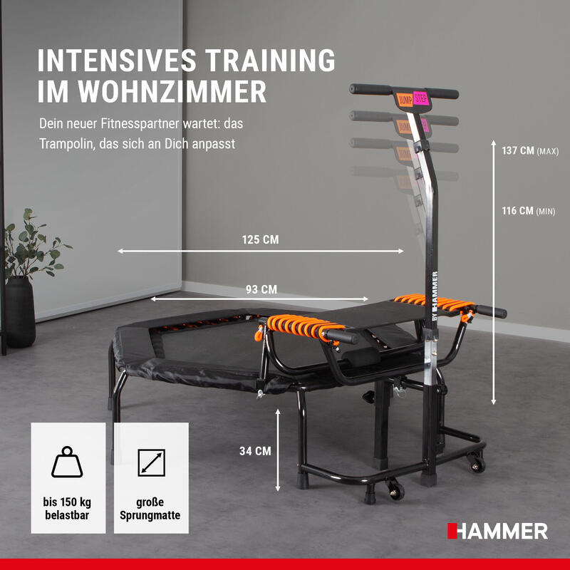 Trambulina Fitness pliabila cu maner Hammer Jump Step