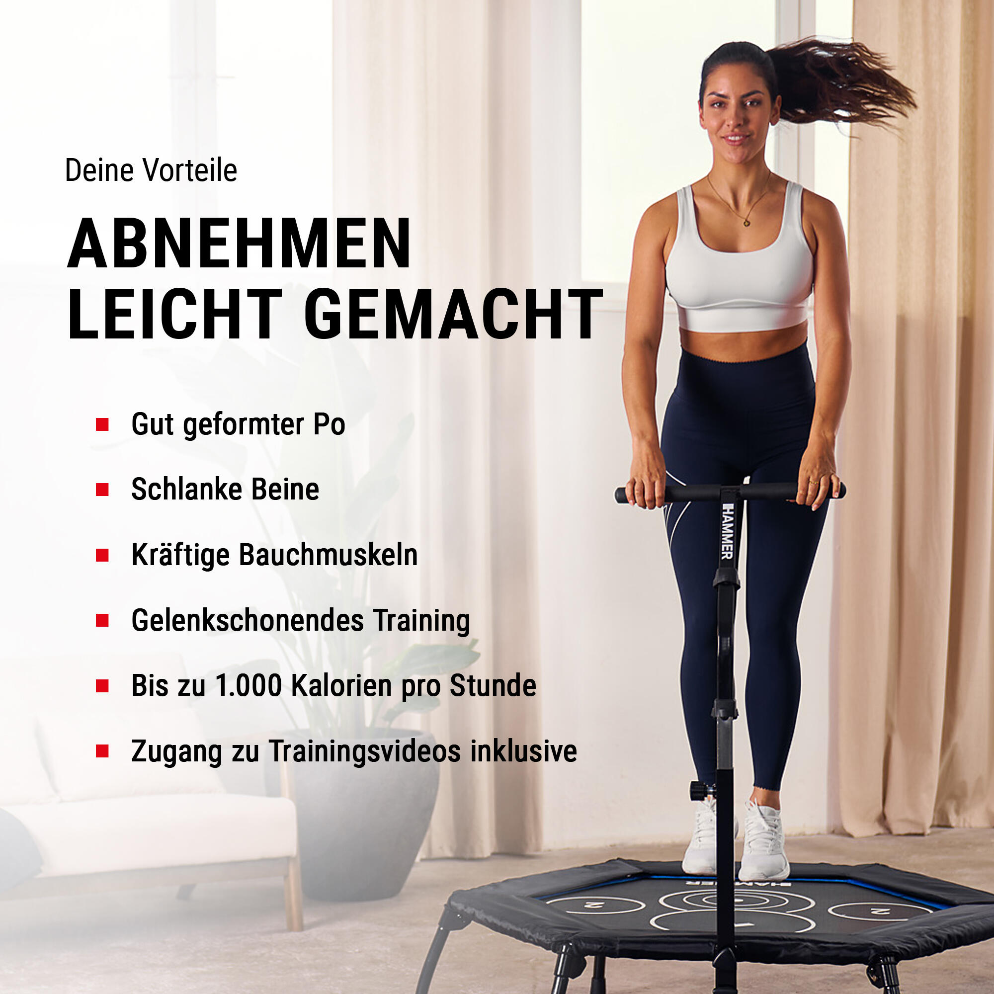 Trampolína s madlem HAMMER Fitness Cross Jump 3/7