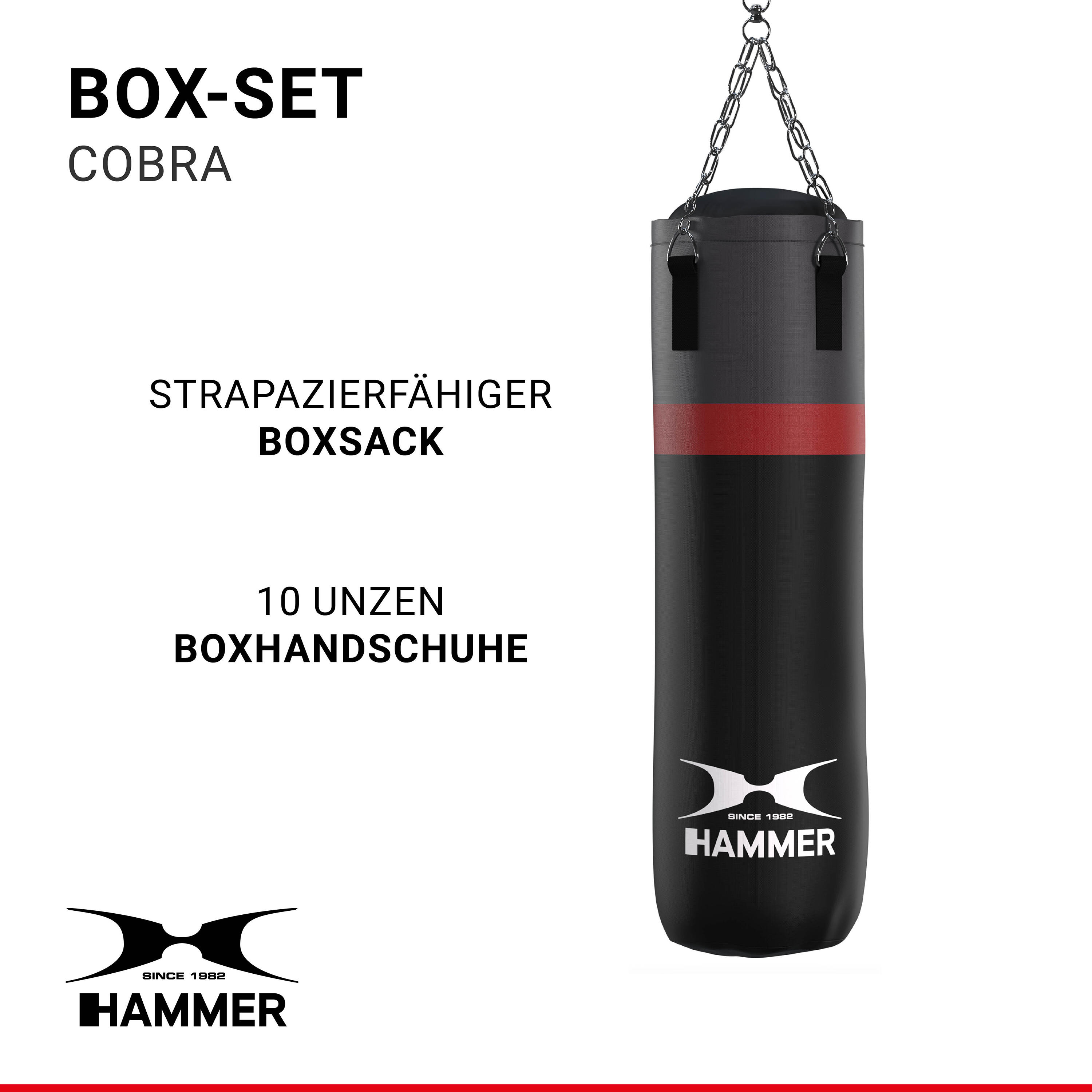 Set de boxeo Cobra 100cm + guantes - Negro - Duradero - Todas las edades- unisex 3/7