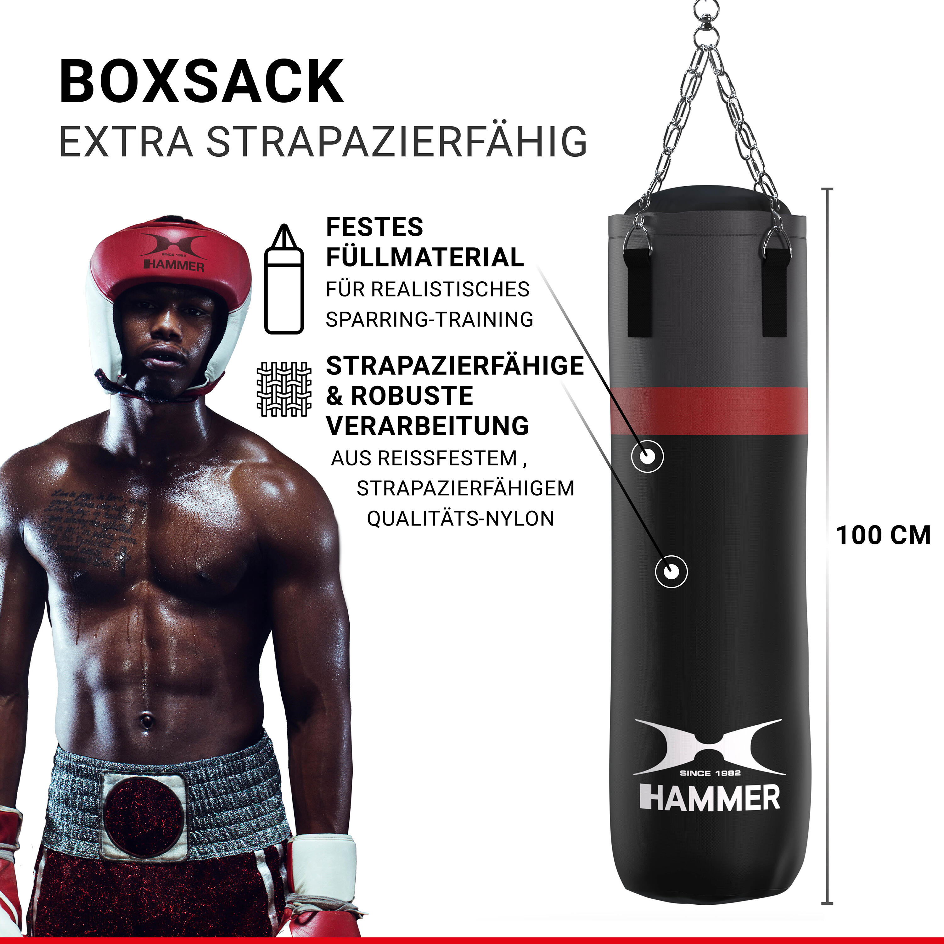 Set de boxeo Cobra 100cm + guantes - Negro - Duradero - Todas las edades- unisex 4/7