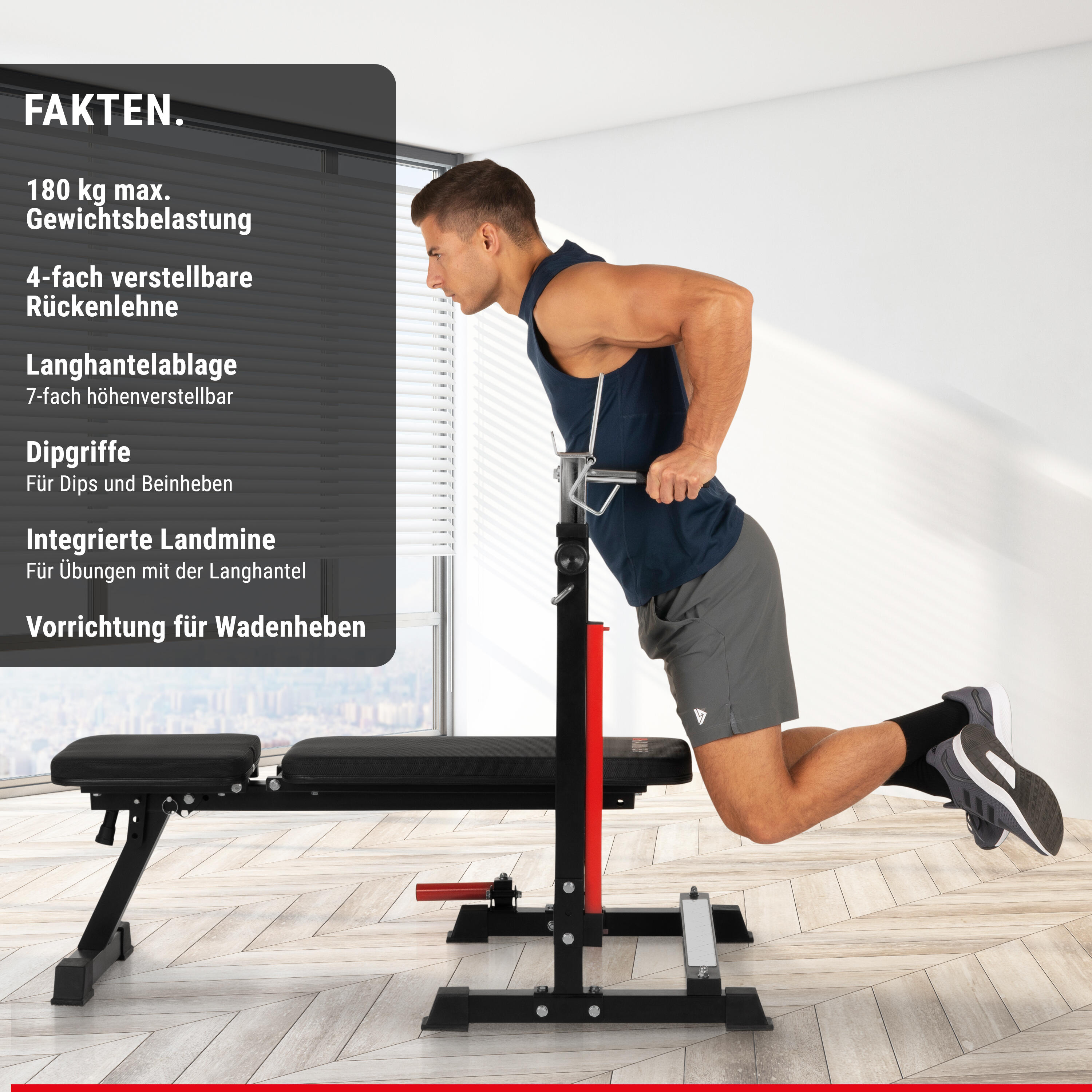 Hantelbank Force 4.0 mit Rack 3/9