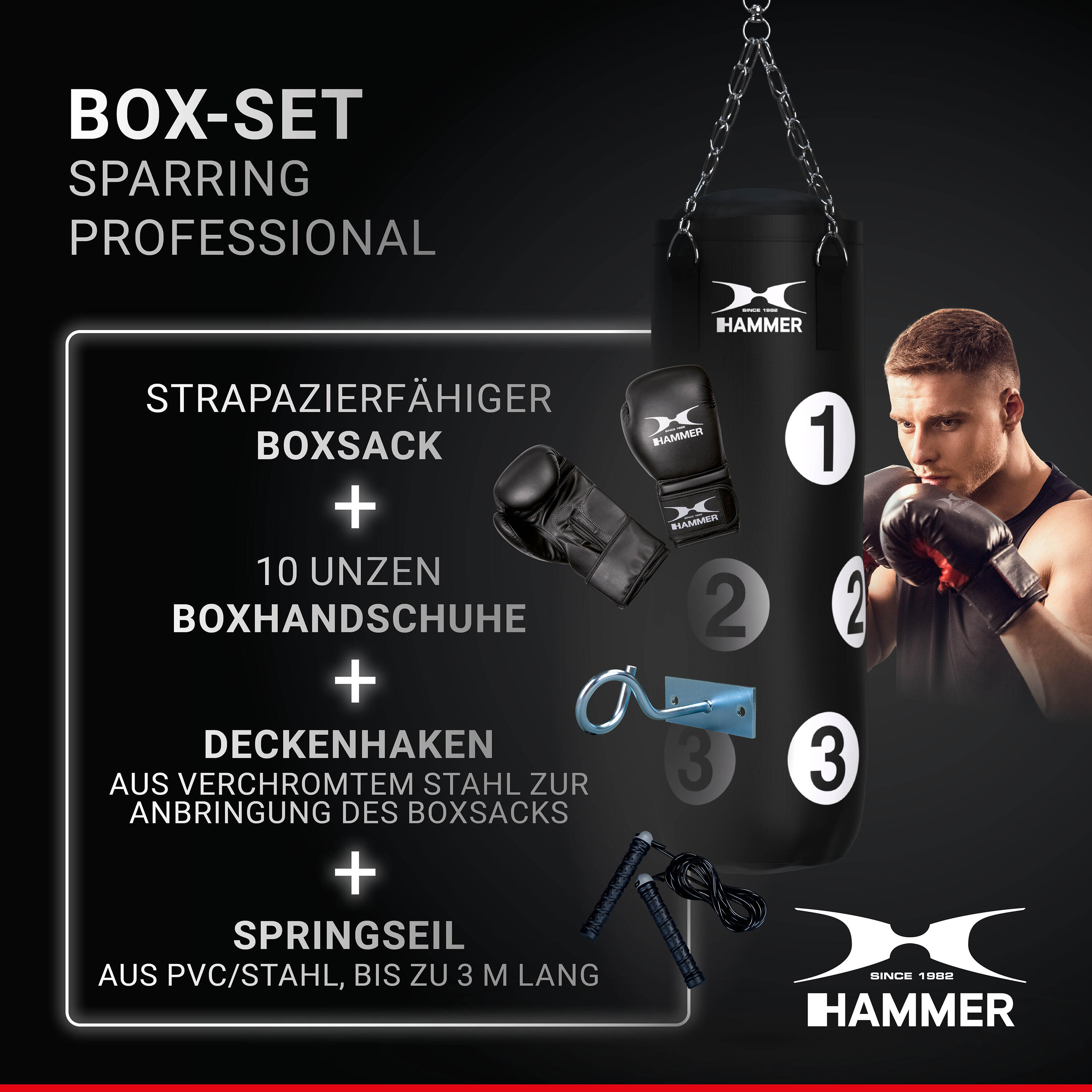 Set de boxeo Sparring Professional 80 cm Hammer 2/6