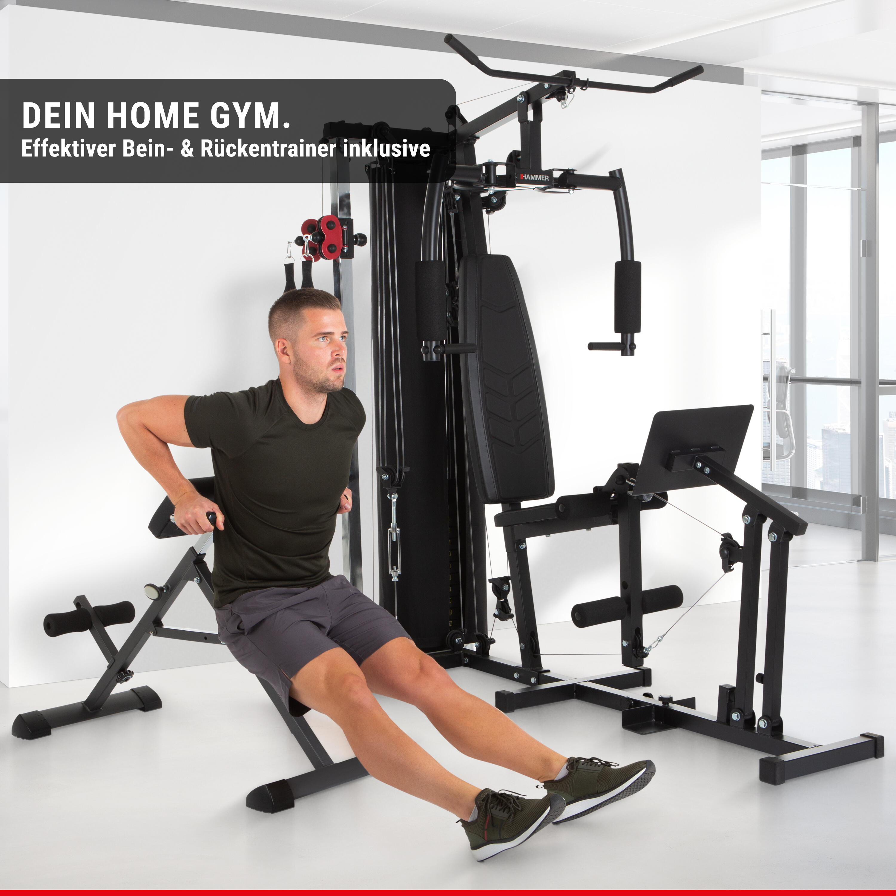 Multigimnasio Ferrum TX4 con prensa de piernas y entrenador de espalda 2/8