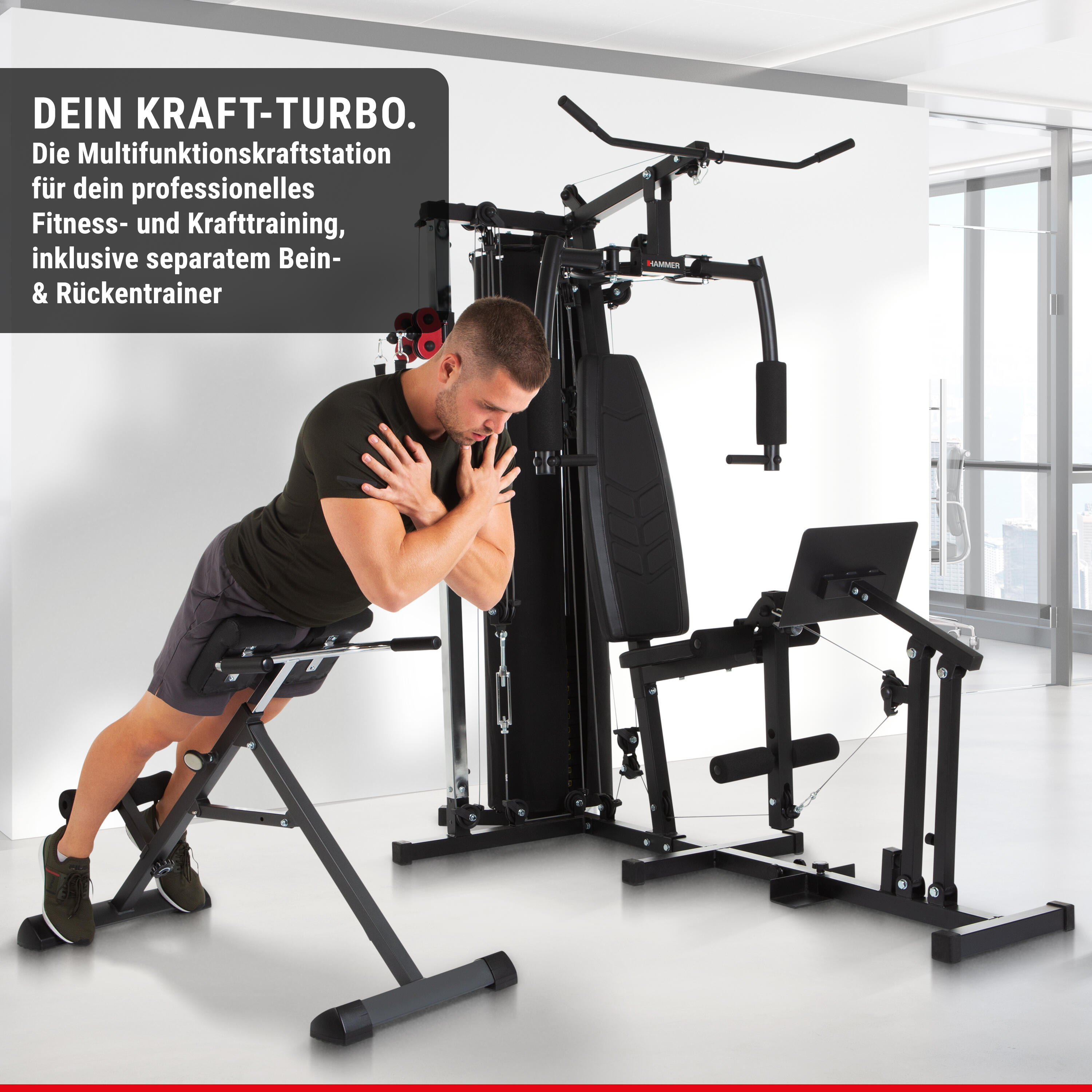 Multigimnasio Ferrum TX4 con prensa de piernas y entrenador de espalda 6/8