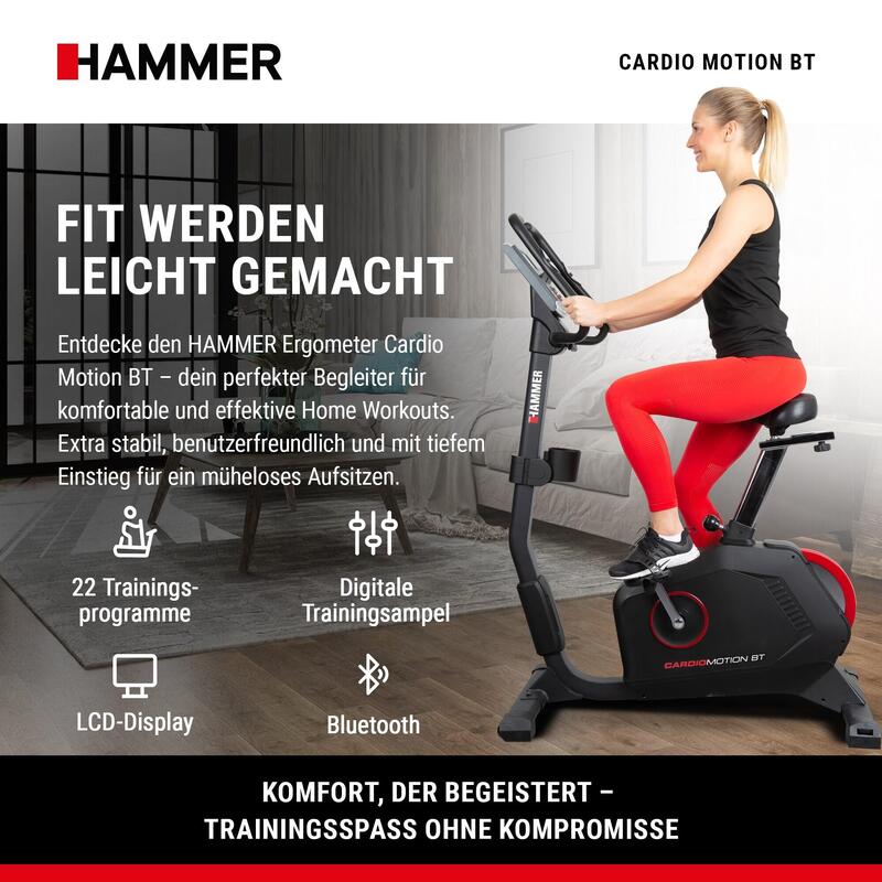 Bicicleta Ergometrica Hammer Cardio Motion BT cu sistem de franare magnetic
