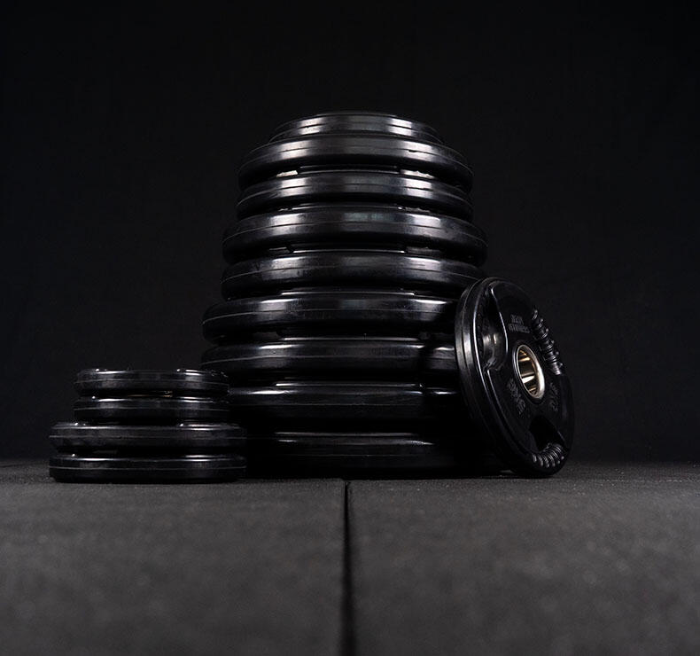 Set de poids olympiques Tri-Grip + barre  - 120kg 3/6