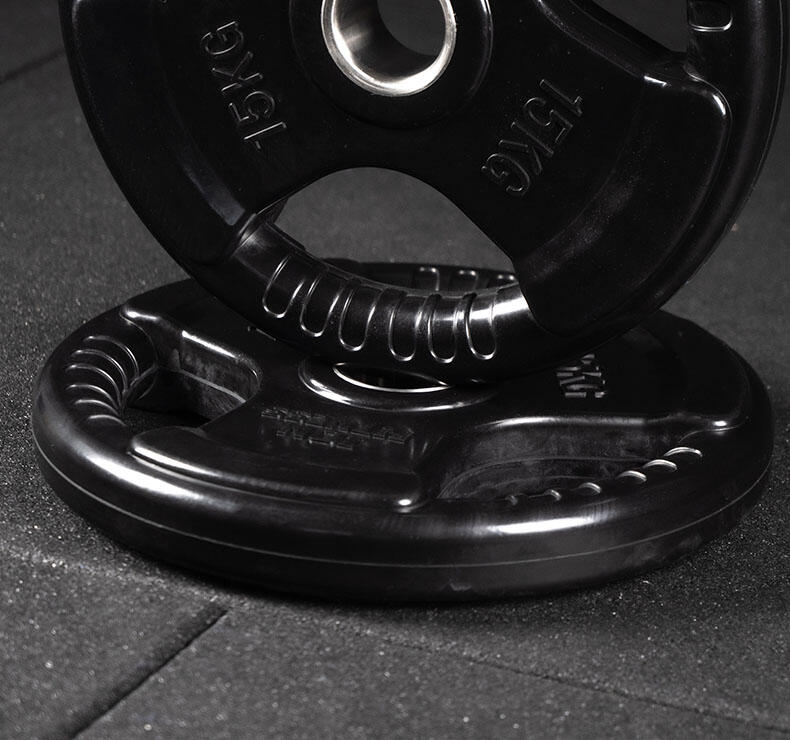 Set de poids olympiques Tri-Grip + barre  - 120kg 4/6