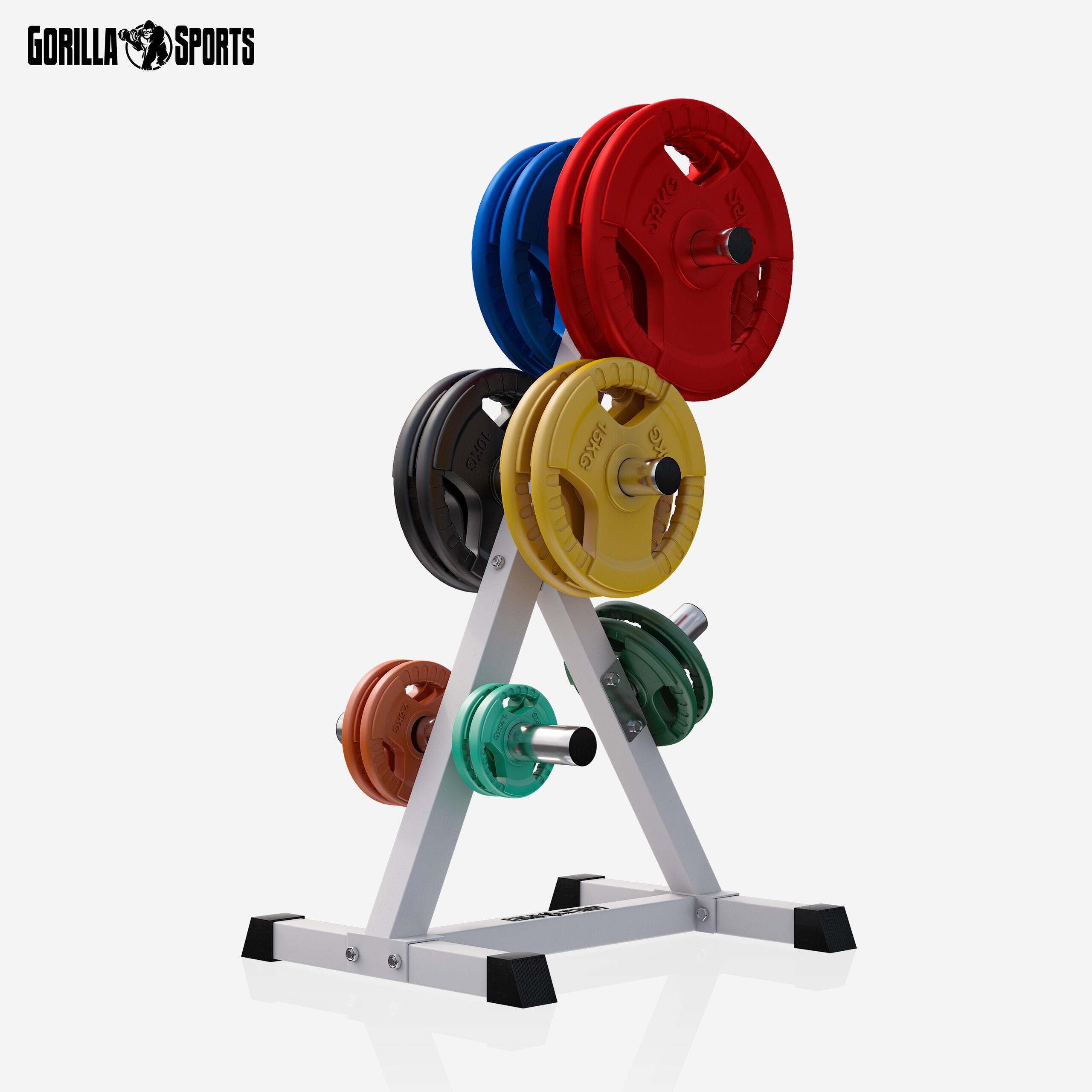 RACK DE RANGEMENT 4 NIVEAUX BLANC POUR DISQUES OLYMPIQUES 50/51M | MUSCULATION 3/7