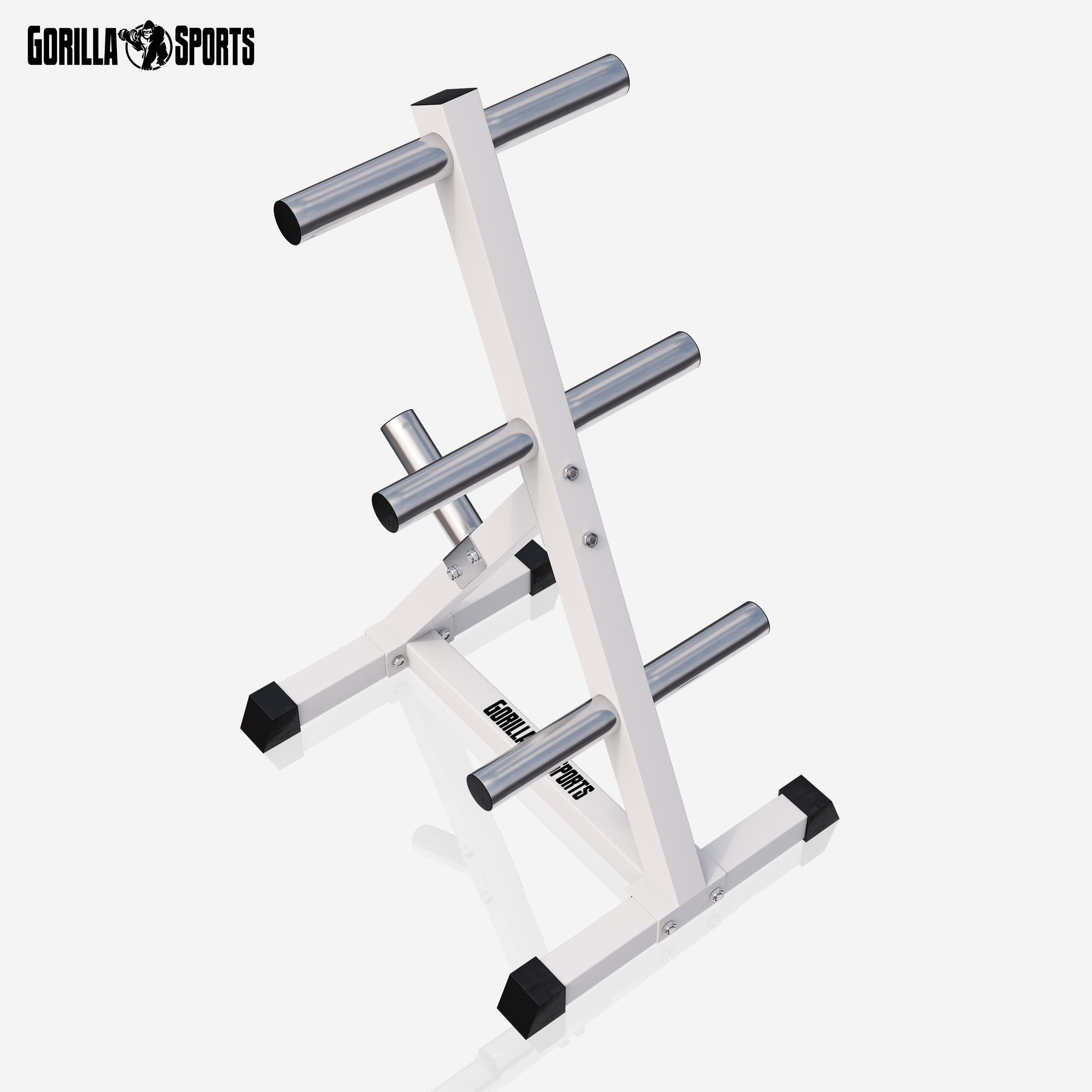 RACK DE RANGEMENT 4 NIVEAUX BLANC POUR DISQUES OLYMPIQUES 50/51M | MUSCULATION 5/7