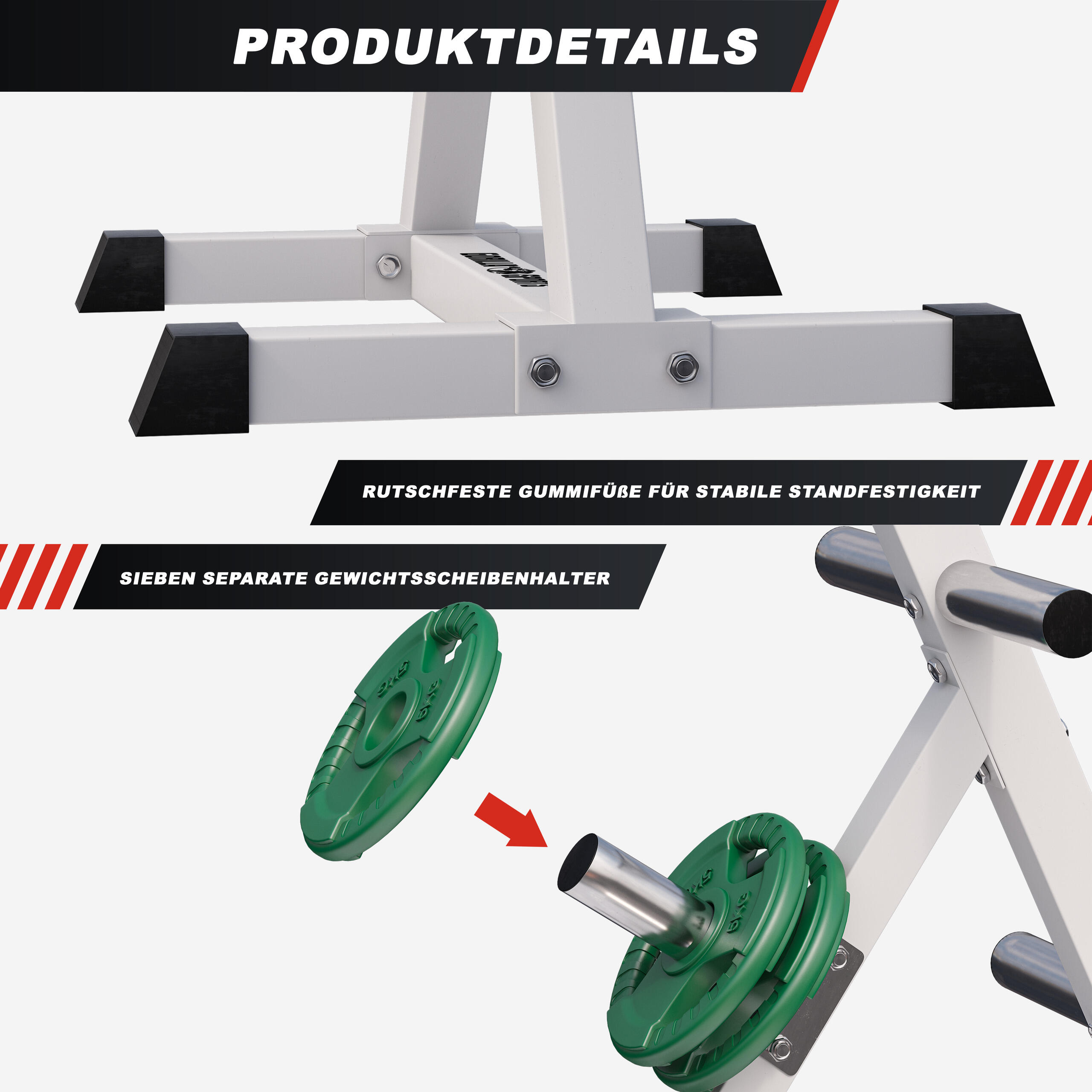 RACK DE RANGEMENT 4 NIVEAUX BLANC POUR DISQUES OLYMPIQUES 50/51M | MUSCULATION 4/7