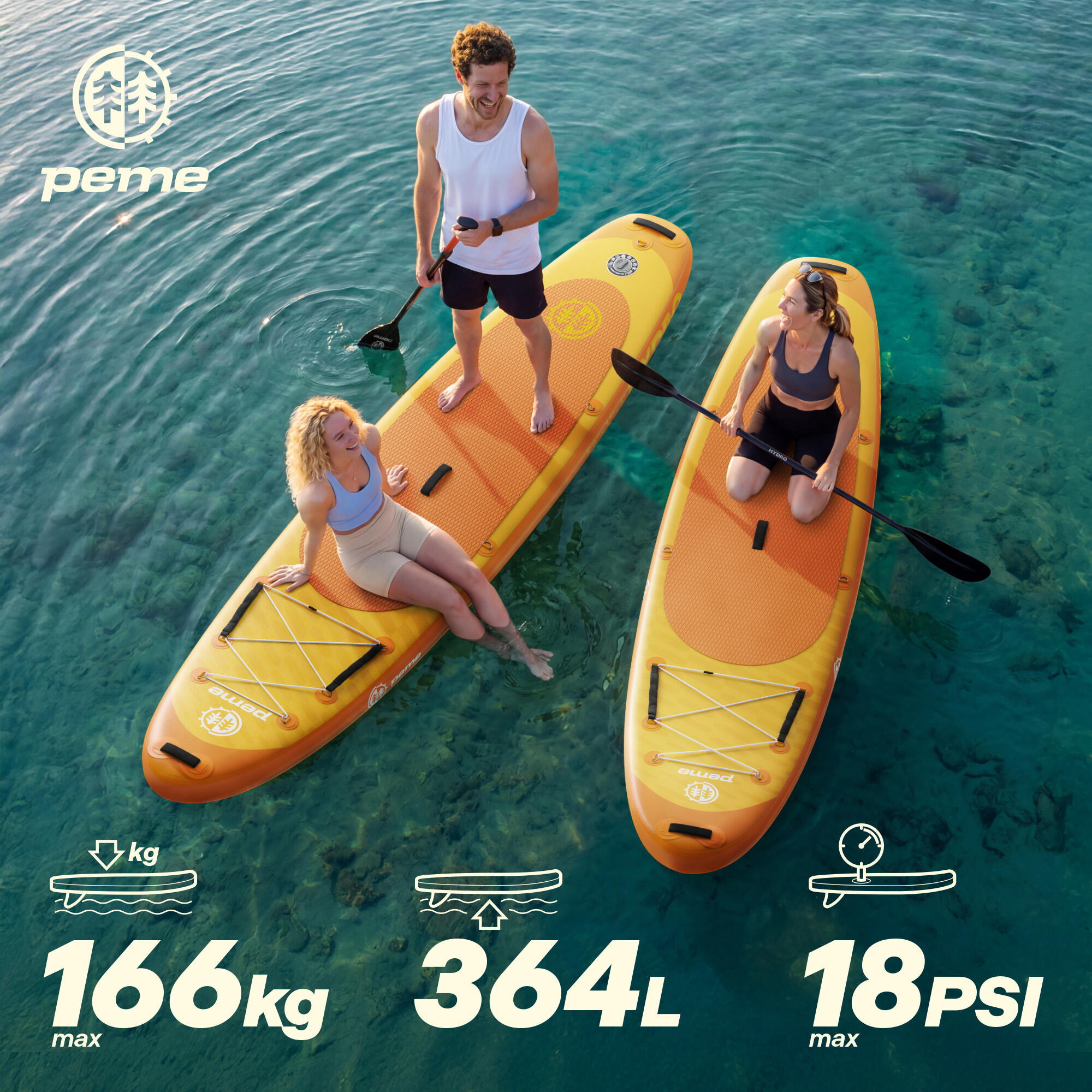 Pack Stand up paddle gonflable 10'6 320x81x15 cm - touring, stable, 2 personnes 3/7