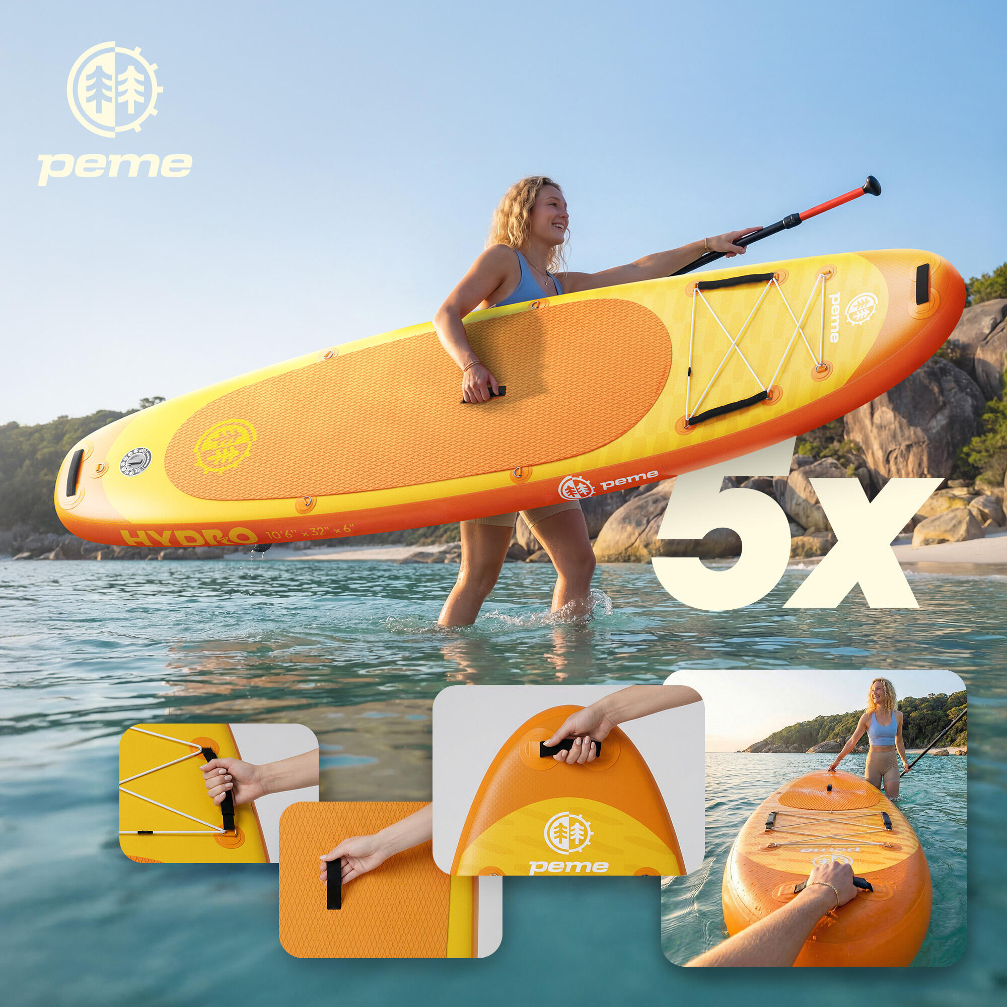 Pack Stand up paddle gonflable 10'6 320x81x15 cm - touring, stable, 2 personnes 5/7