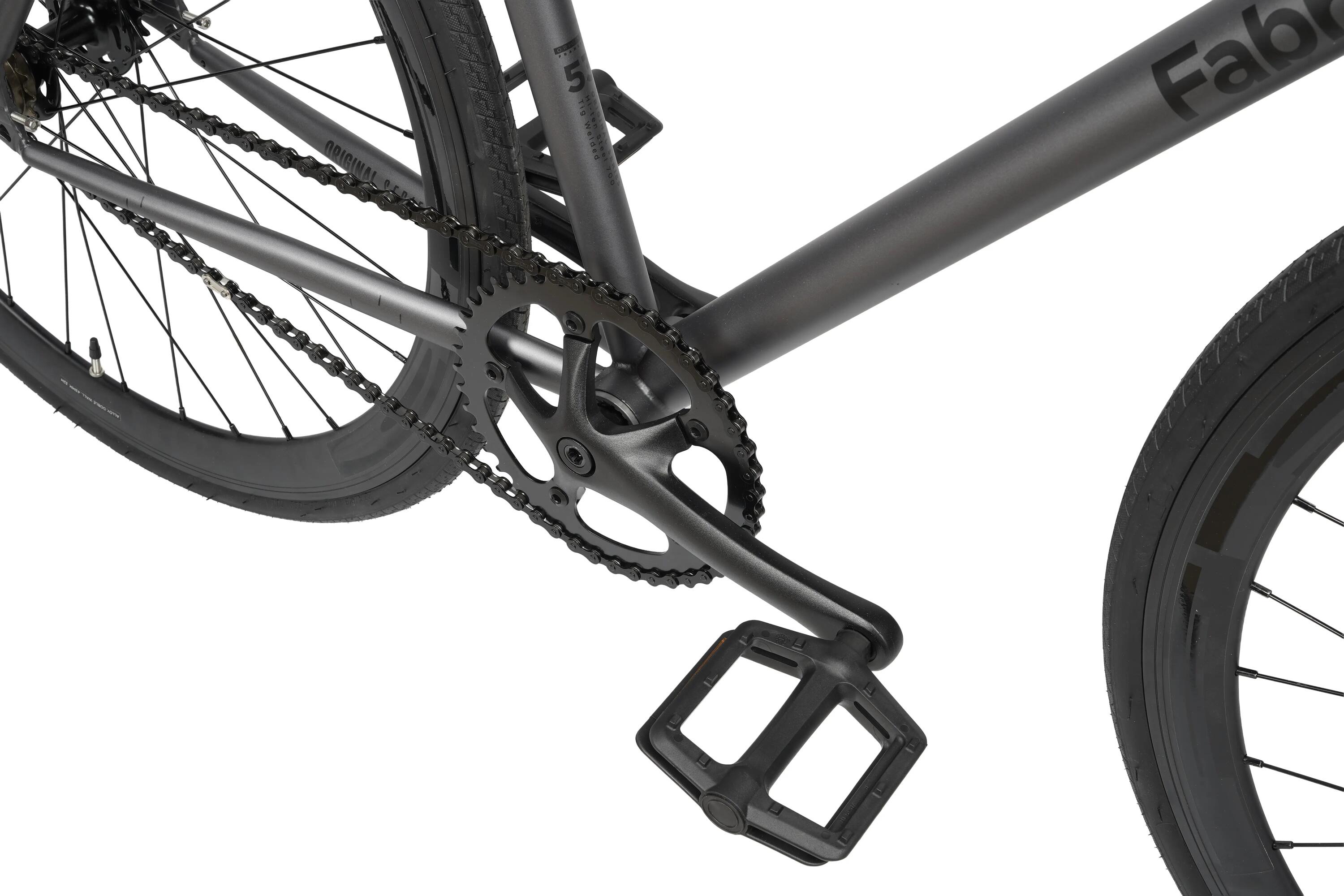 Fixie-Fahrrad Original Hi-Ten Stahlrahmen 28" - Graphite 5/7