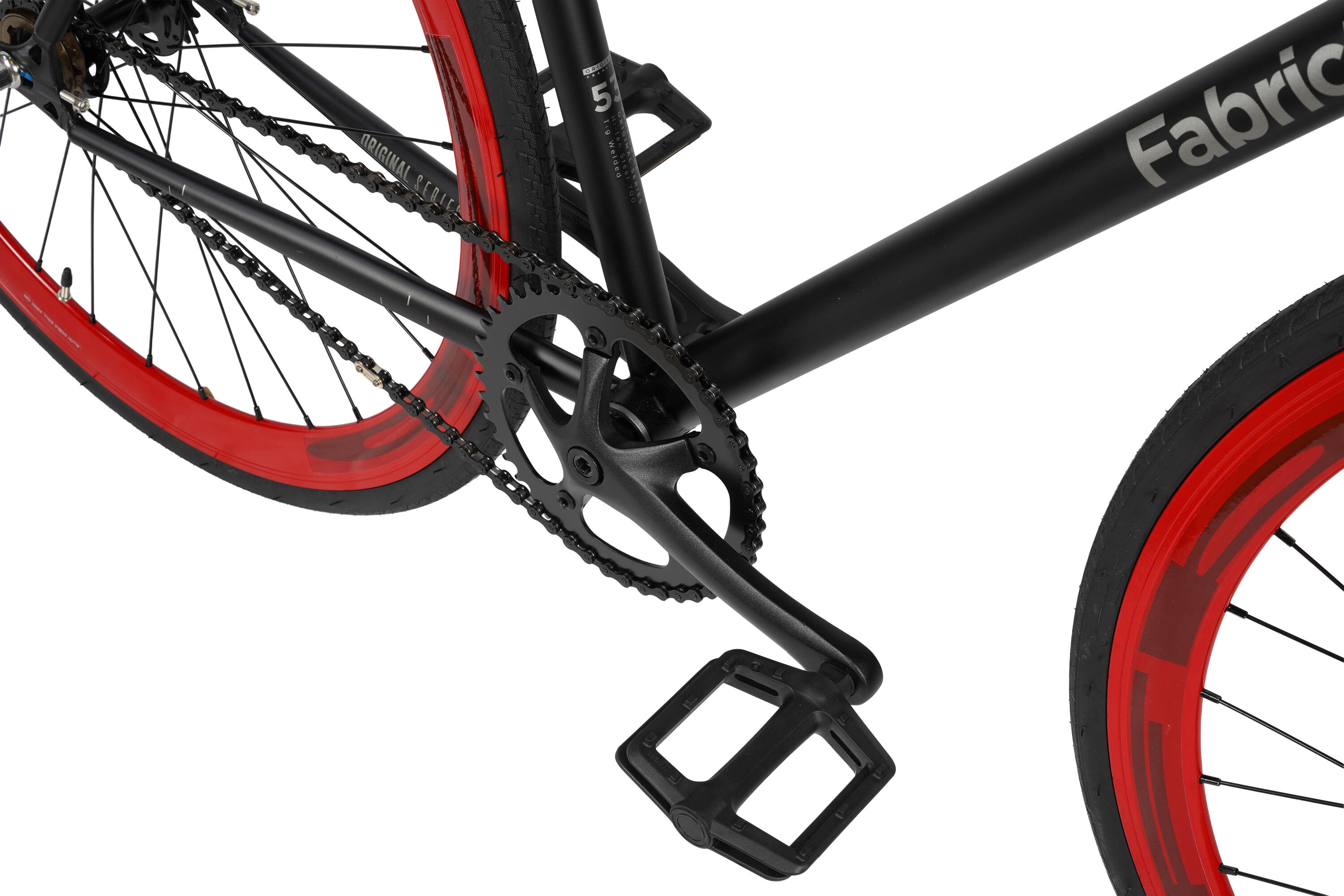 Vélo Fixie Original Hi-Ten Acier 28" - Black & Red 5/7