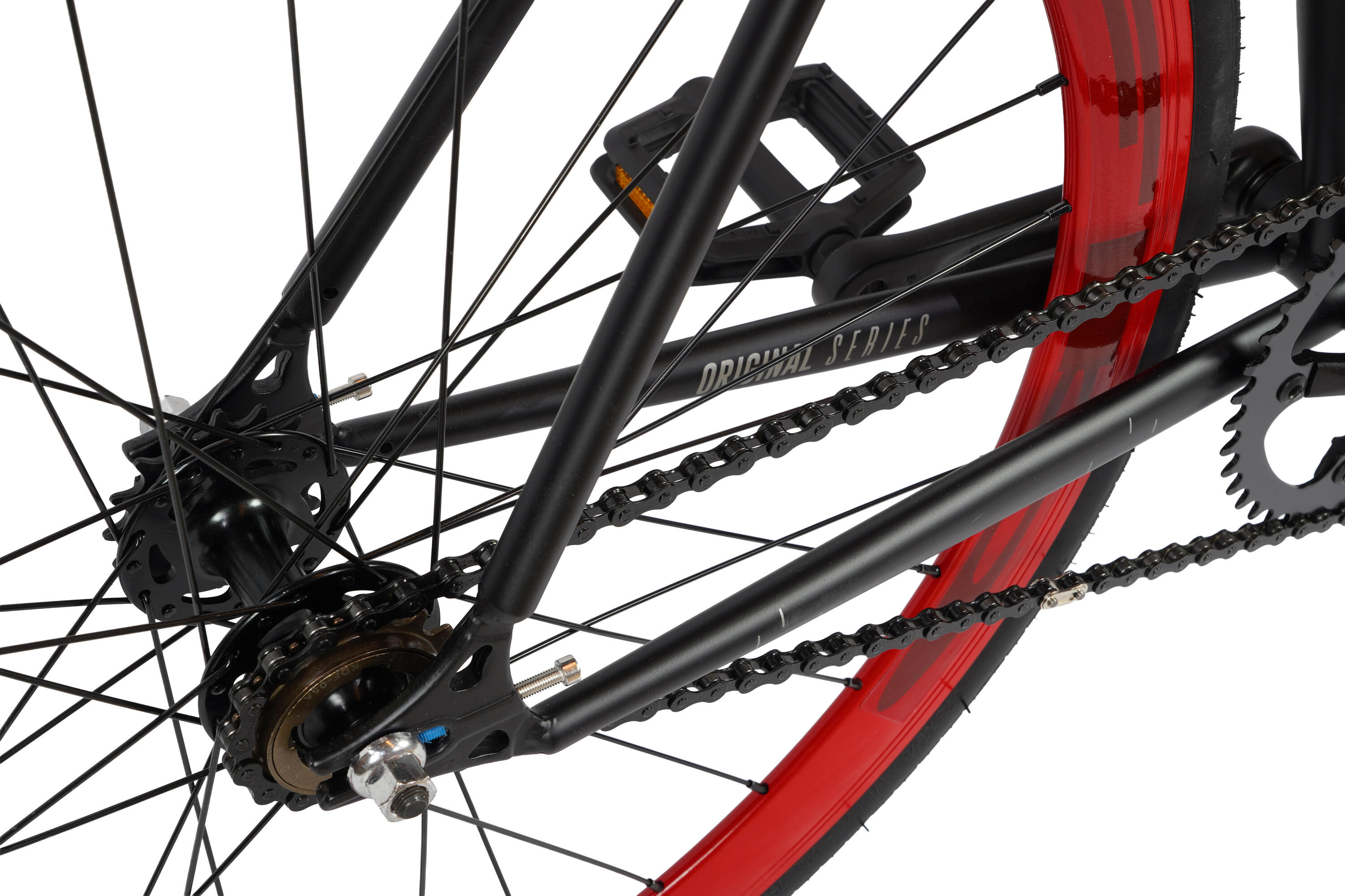 Vélo Fixie Original Hi-Ten Acier 28" - Black & Red 7/7
