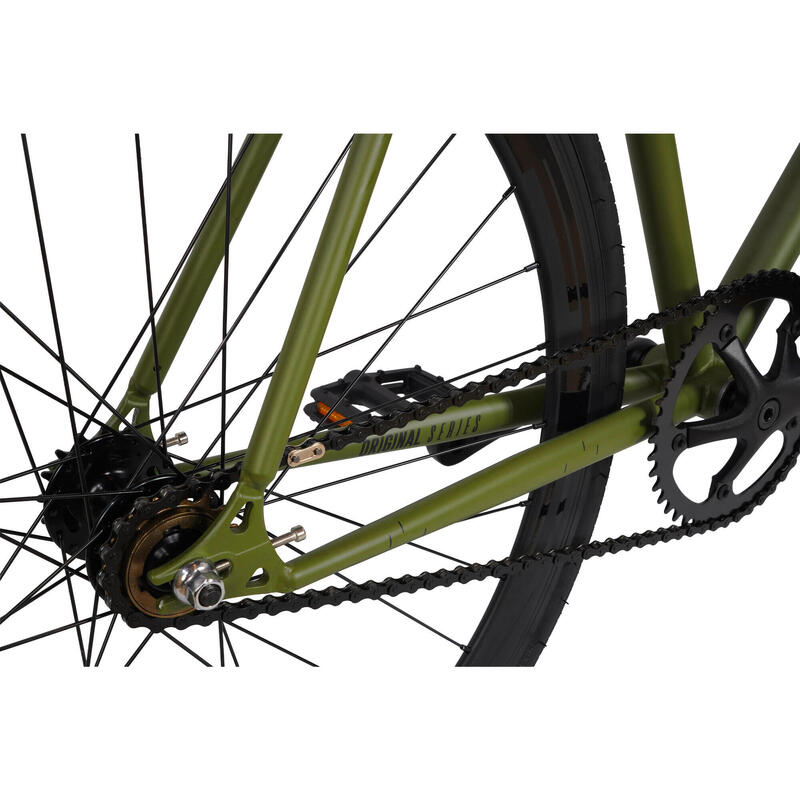 Original - Bicicletă fixie Hi-Ten oțel 28". Cayman Green