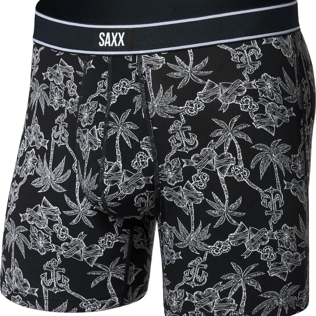 Saxx Daytripper Comfort Stretch Brief Boxer Shorts, Black/Gray, Men's