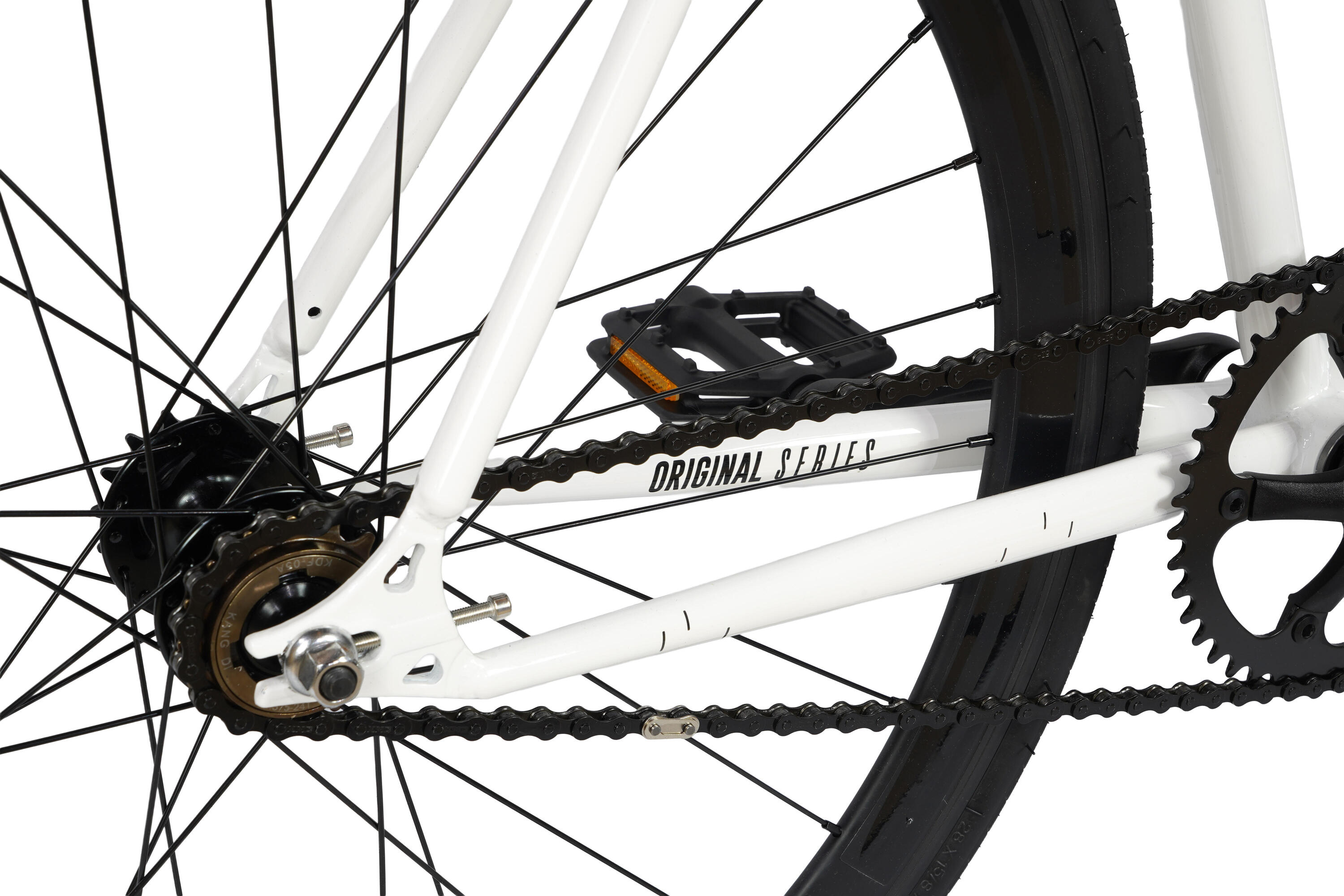 Vélo Fixie Original Hi-Ten Acier 28" - White & Black 7/7