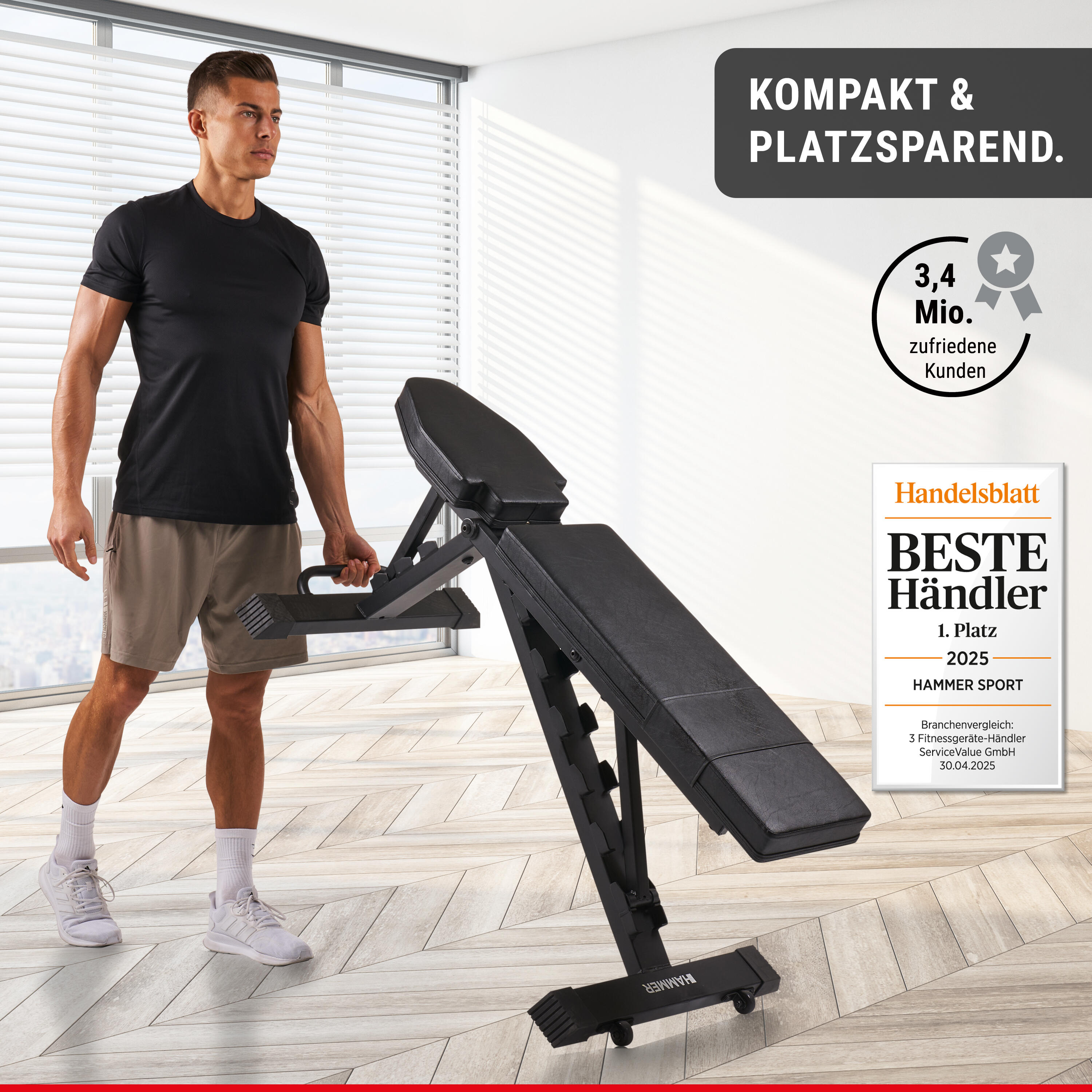 Posilovací lavice HAMMER skládací s negativním sklonem Folding Bench Force 6.0 6/7