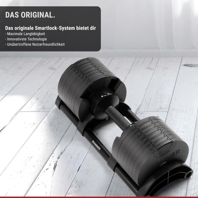 Set Gantere Reglabile cu Suport Hammer StrongLock - Gantere SmartLock set 64 kg