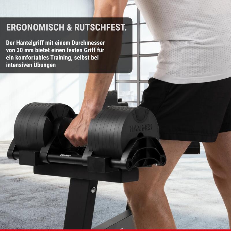 Set Gantere Reglabile cu Suport Hammer StrongLock - Gantere SmartLock set 64 kg