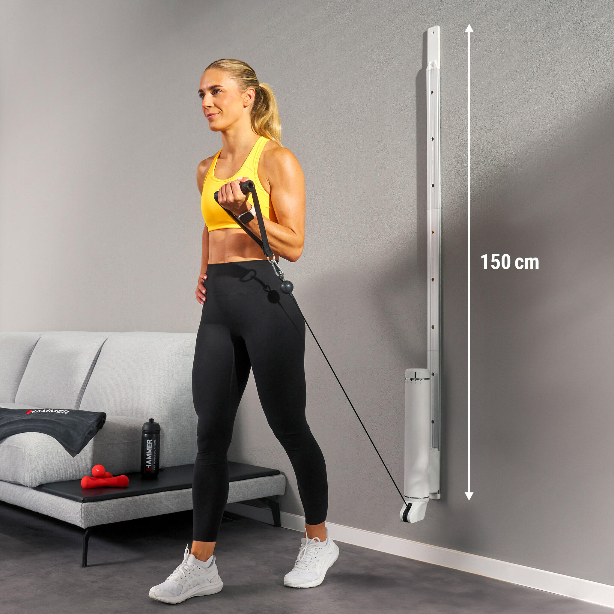Entrenador de poleas de cable compacto con soporte pared Hammer 3/7