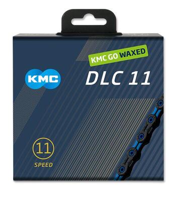 Kmc dlc11 waxed 11-speed ketting 118l zwart/blauw