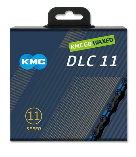 Cadena KMC DLC11 WAXED 11v 118 eslabones negro/azul