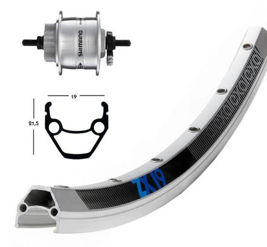 Roue de vélo arrière Wiener Winora ZX 19 36TR.DIS.6 VIS DIN.DH 3D72