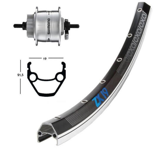 Laufrad|Vorderrad 28x1.75 Zoll DH-3D32 Disc 6-Loch silber Festachse 36-Loch E...
