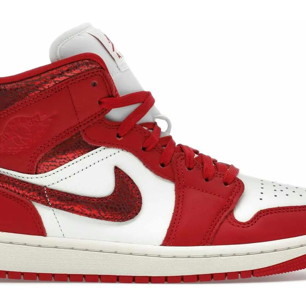 Jordan 1 Mid SE Red Cracked Leather - Women's