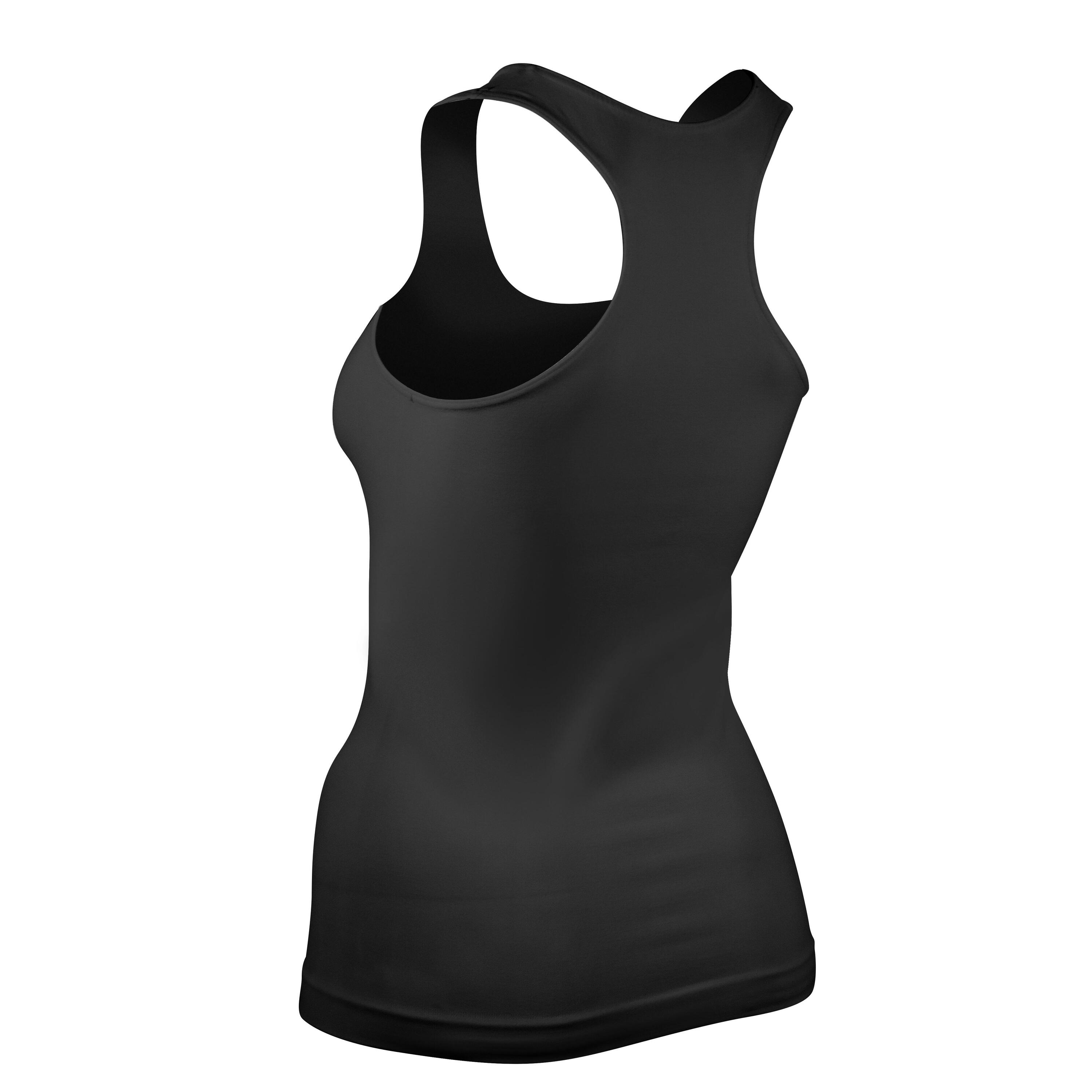 Camiseta técnica sin mangas mujer fitness running cardio yoga Q-Skin negra 4/5