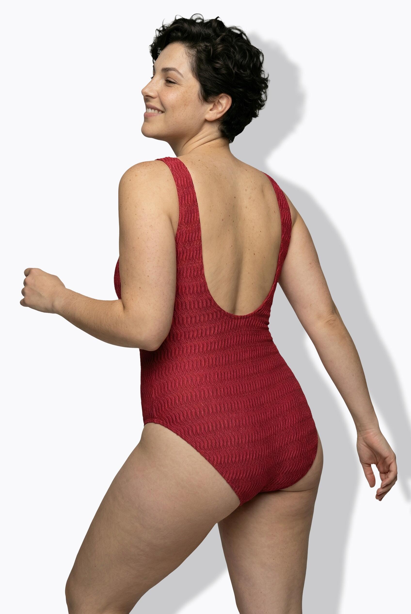 Damen Badeanzug Struktur ohne Softcups V-Ausschnitt 2/7