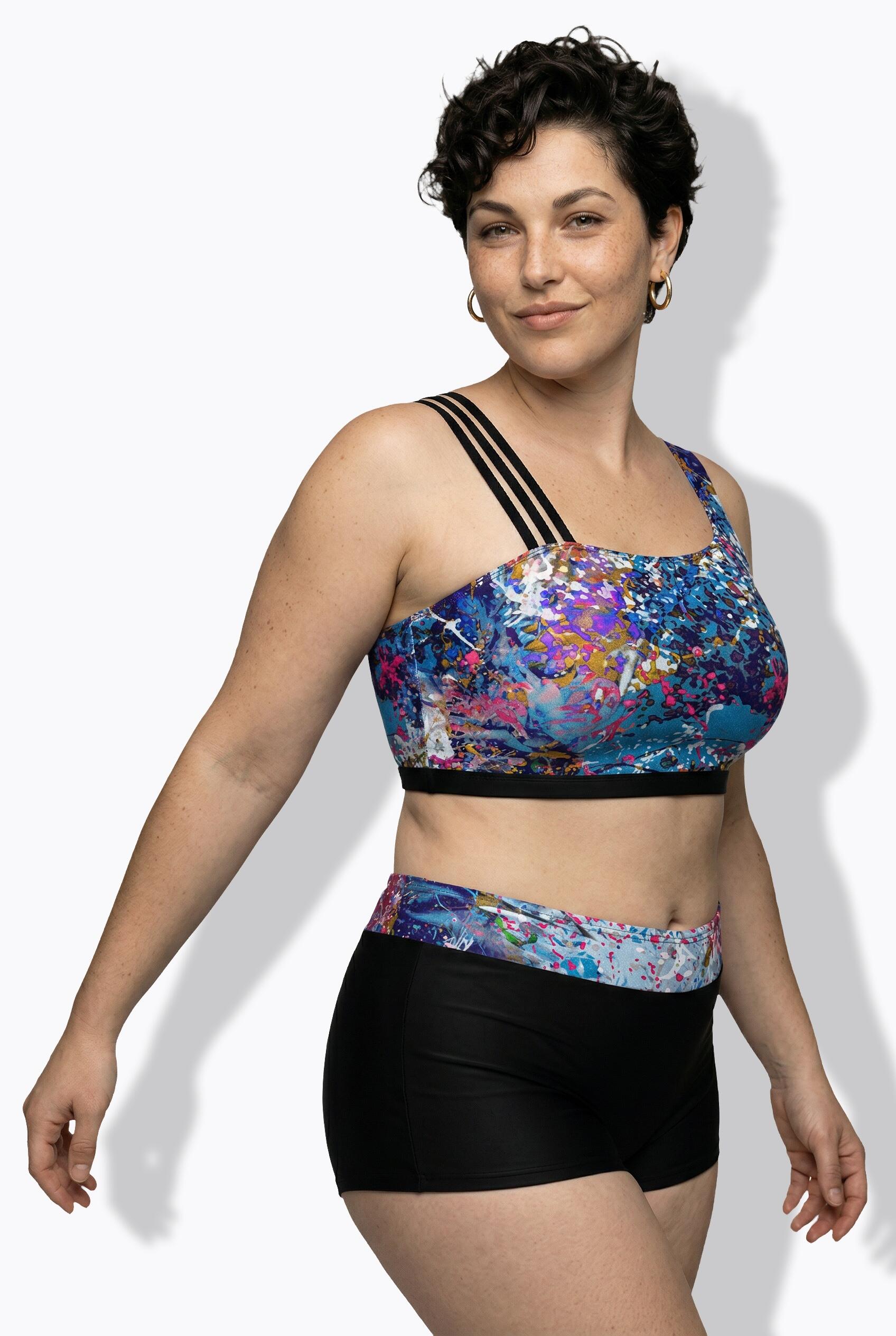 Femme Bikini avec bonnets souples imprimé scintillant bretelle triple à droite 5/7