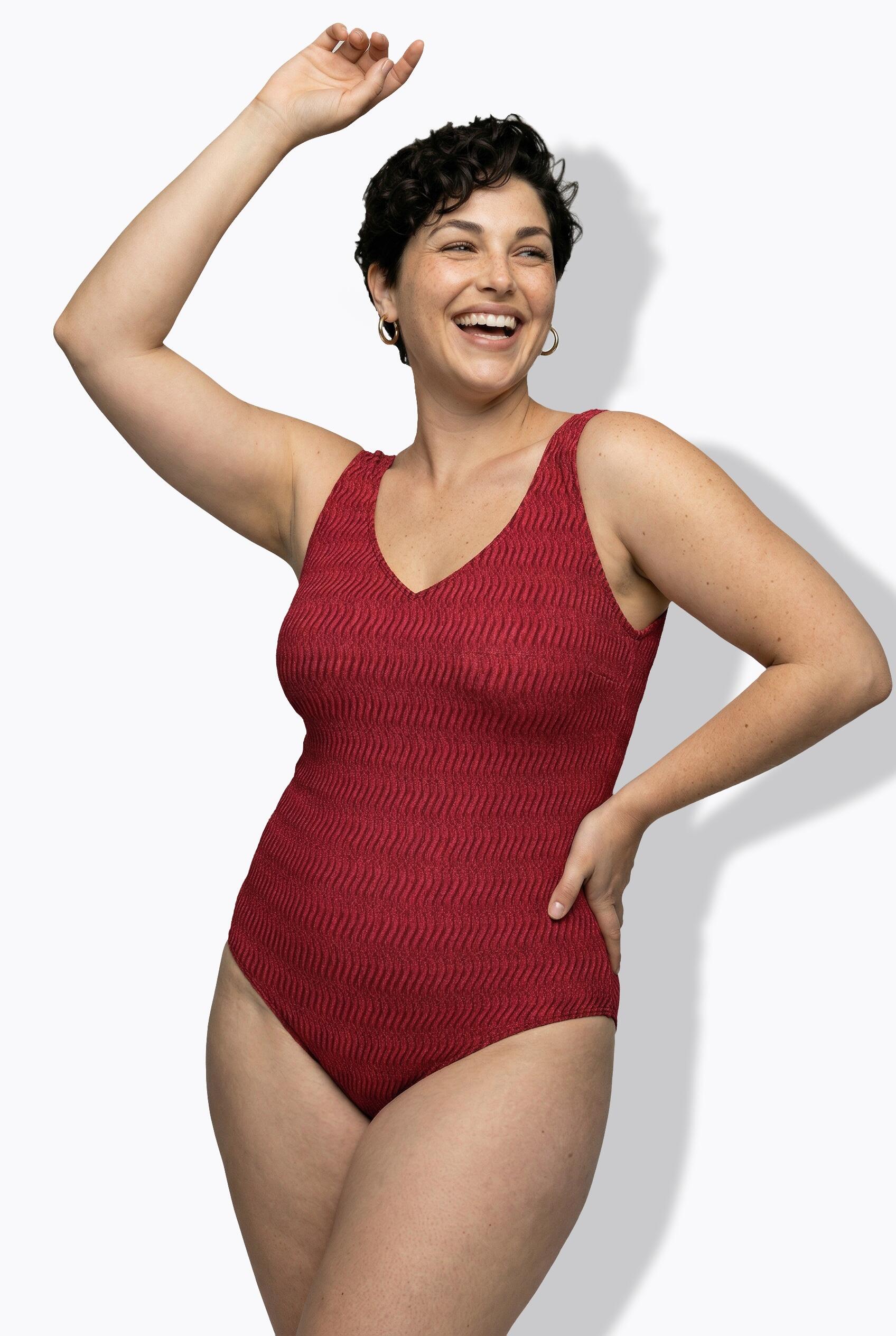 Damen Badeanzug Struktur ohne Softcups V-Ausschnitt 5/7