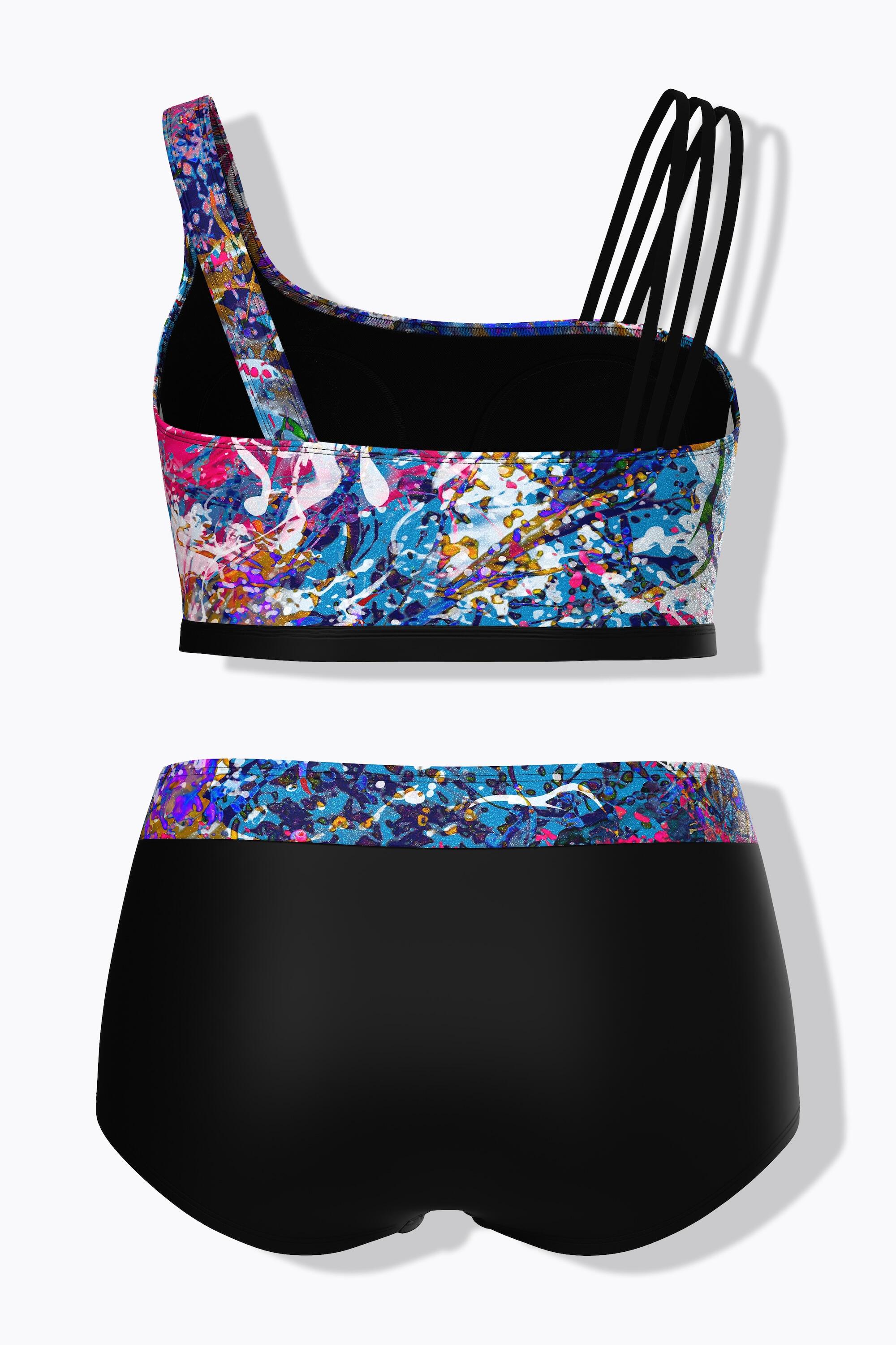 Femme Bikini avec bonnets souples imprimé scintillant bretelle triple à droite 7/7