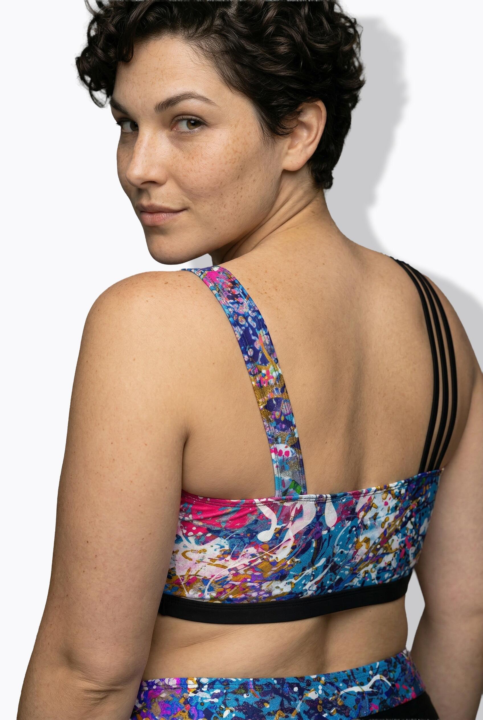 Femme Bikini avec bonnets souples imprimé scintillant bretelle triple à droite 4/7