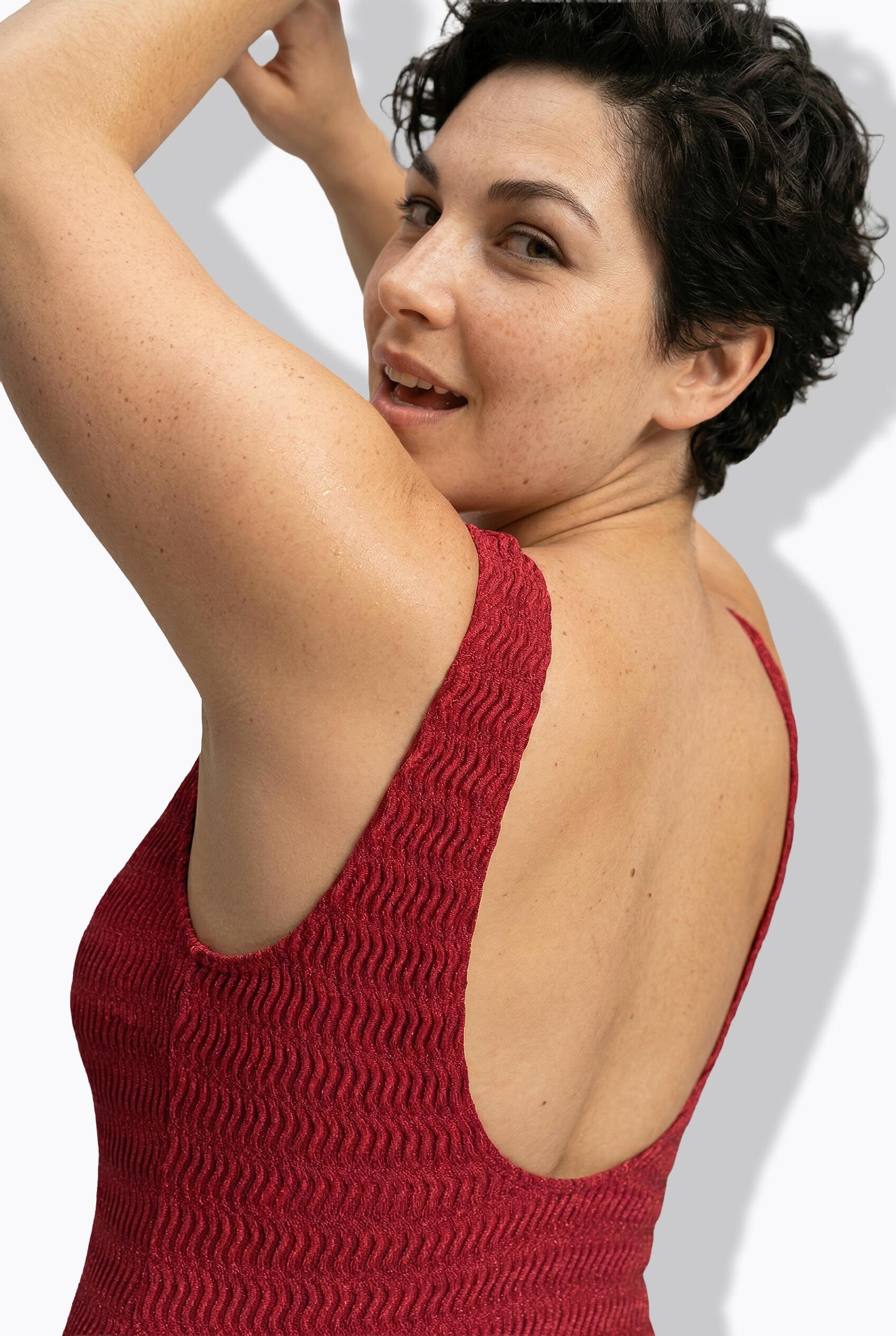 Damen Badeanzug Struktur ohne Softcups V-Ausschnitt 4/7