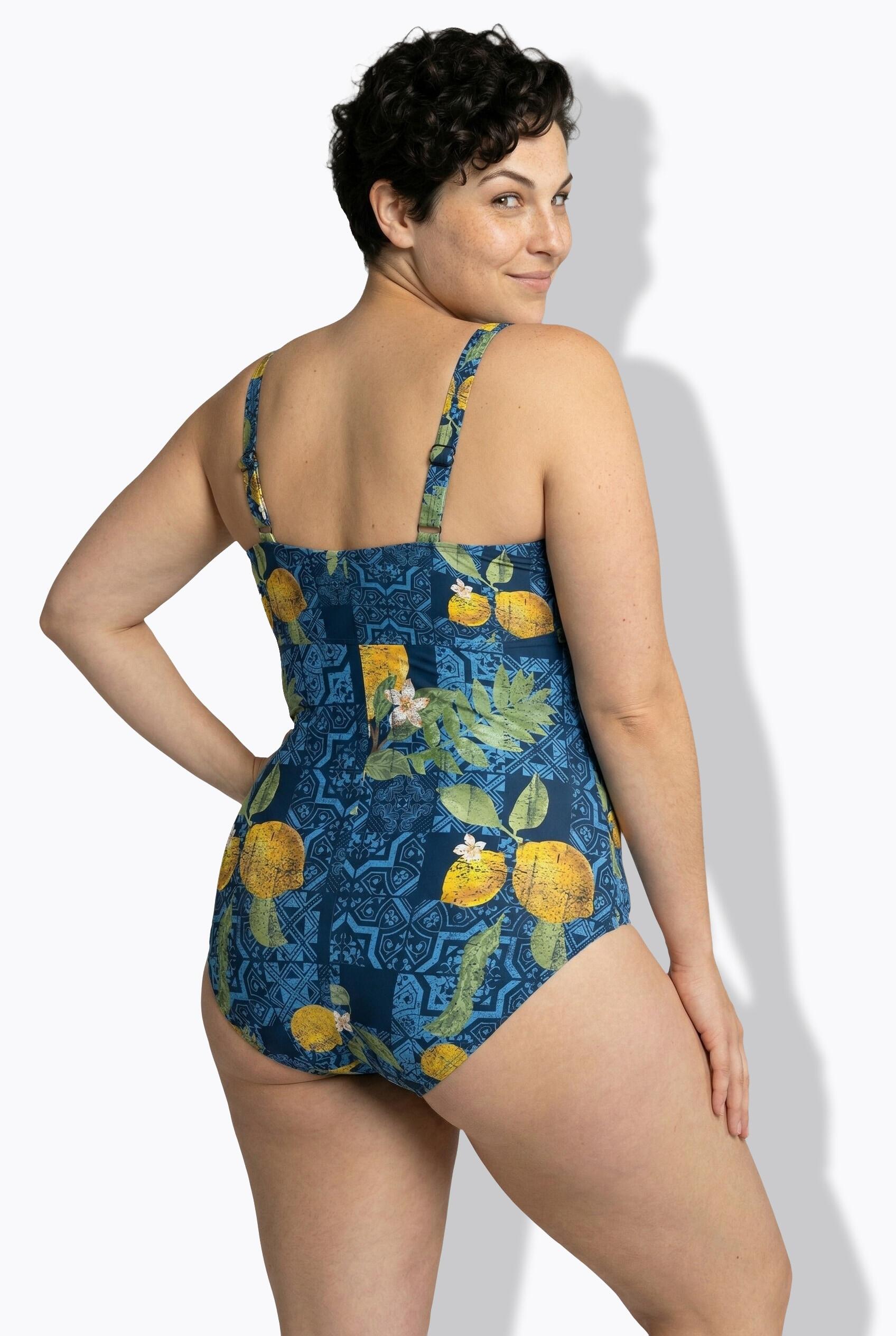 Femme Maillot de bain motif citrons bonnets souples et ruban à nouer 2/7
