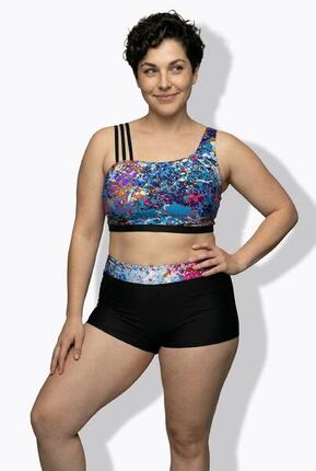 Femme Bikini avec bonnets souples imprimé scintillant bretelle triple à droite